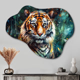 Colorful Tiger In The Wild - Asymmetric Metal Wall Art