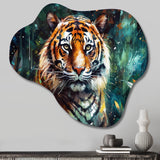 Colorful Tiger In The Wild - Asymmetric Metal Wall Art