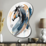 Black Horse Side Portait II - Asymmetric Metal Wall Art