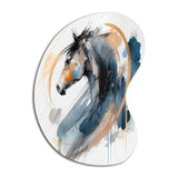 Black Horse Side Portait II - Asymmetric Metal Wall Art