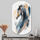 Black Horse Side Portait II - Asymmetric Metal Wall Art