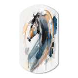 Black Horse Side Portait II - Asymmetric Metal Wall Art