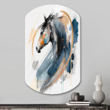 Black Horse Side Portait II - Asymmetric Metal Wall Art