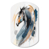 Black Horse Side Portait II - Asymmetric Metal Wall Art