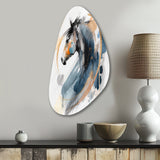 Black Horse Side Portait II - Asymmetric Metal Wall Art