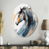 Black Horse Side Portait II - Asymmetric Metal Wall Art