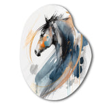 Black Horse Side Portait II - Asymmetric Metal Wall Art