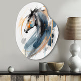 Black Horse Side Portait II - Asymmetric Metal Wall Art