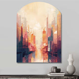 Modern Cubism Cityscape I - Asymmetric Metal Wall Art