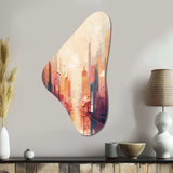 Modern Cubism Cityscape I - Asymmetric Metal Wall Art