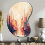 Modern Cubism Cityscape I - Asymmetric Metal Wall Art