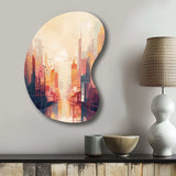 Modern Cubism Cityscape I - Asymmetric Metal Wall Art