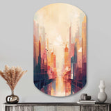 Modern Cubism Cityscape I - Asymmetric Metal Wall Art