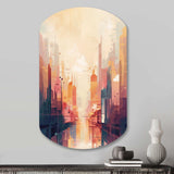 Modern Cubism Cityscape I - Asymmetric Metal Wall Art