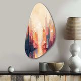 Modern Cubism Cityscape I - Asymmetric Metal Wall Art