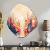 Modern Cubism Cityscape I - Asymmetric Metal Wall Art