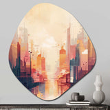 Modern Cubism Cityscape I - Asymmetric Metal Wall Art