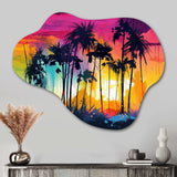 Vibrant Palm Trees III - Asymmetric Metal Wall Art