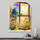 Summer Sunset Floral Window II - Asymmetric Metal Wall Art