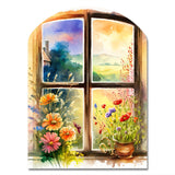 Summer Sunset Floral Window II - Asymmetric Metal Wall Art