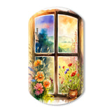 Summer Sunset Floral Window II - Asymmetric Metal Wall Art