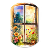 Summer Sunset Floral Window II - Asymmetric Metal Wall Art