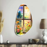 Summer Sunset Floral Window II - Asymmetric Metal Wall Art