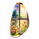 Summer Sunset Floral Window II - Asymmetric Metal Wall Art