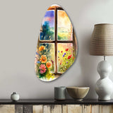 Summer Sunset Floral Window II - Asymmetric Metal Wall Art