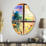 Summer Sunset Floral Window II - Asymmetric Metal Wall Art