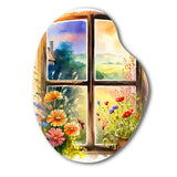 Summer Sunset Floral Window II - Asymmetric Metal Wall Art