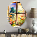 Summer Sunset Floral Window II - Asymmetric Metal Wall Art