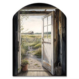 View From A Cottage Country Door I - Asymmetric Metal Wall Art