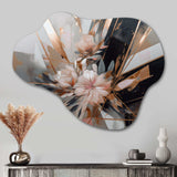 Rose Gold Linear Floral Elegance II - Asymmetric Metal Wall Art