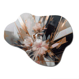 Rose Gold Linear Floral Elegance II - Asymmetric Metal Wall Art