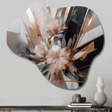 Rose Gold Linear Floral Elegance II - Asymmetric Metal Wall Art