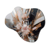 Rose Gold Linear Floral Elegance II - Asymmetric Metal Wall Art