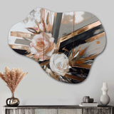 Rose Gold Linear Floral Elegance III - Asymmetric Metal Wall Art