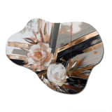 Rose Gold Linear Floral Elegance III - Asymmetric Metal Wall Art