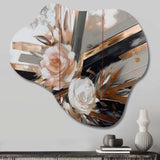 Rose Gold Linear Floral Elegance III - Asymmetric Metal Wall Art