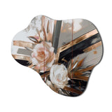 Rose Gold Linear Floral Elegance III - Asymmetric Metal Wall Art