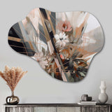 Rose Gold Linear Floral Elegance V - Asymmetric Metal Wall Art