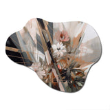 Rose Gold Linear Floral Elegance V - Asymmetric Metal Wall Art