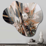 Rose Gold Linear Floral Elegance V - Asymmetric Metal Wall Art