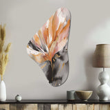 Orange And Grey Mesmerizing Marble Abstraction - Asymmetric Metal Wall Art