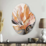 Orange And Grey Mesmerizing Marble Abstraction - Asymmetric Metal Wall Art