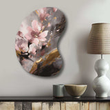 Pink Blushing Cherry Blossom - Asymmetric Metal Wall Art