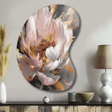 Marble Pink Gold Peony Flower II - Asymmetric Metal Wall Art