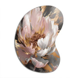 Marble Pink Gold Peony Flower II - Asymmetric Metal Wall Art