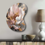 Marble Pink Gold Peony Flower II - Asymmetric Metal Wall Art